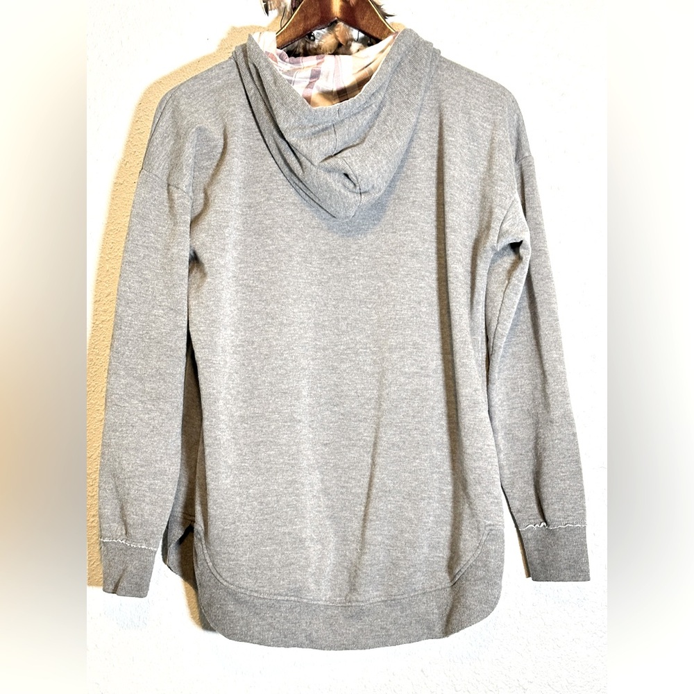 Maurices Fleece Hoodie with Plaid Hood Graphic Long Sleeve Sweatshirt Size M - Picture 11 of 16